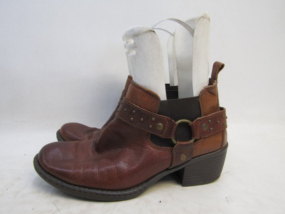 Boc Born Womens Size 7.5 M Brown Leather Zip Harness Ankle Fashion Boots Bootie